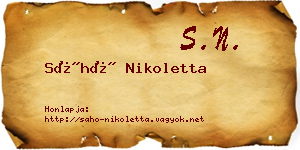 Sáhó Nikoletta névjegykártya